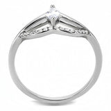 High polished (no plating) Stainless Steel Ring with AAA Grade CZ  in Clear