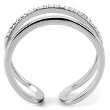 High polished (no plating) Stainless Steel Ring with AAA Grade CZ  in Clear