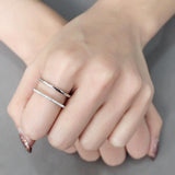 High polished (no plating) Stainless Steel Ring with AAA Grade CZ  in Clear