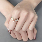 IP Gold(Ion Plating) Stainless Steel Ring with AAA Grade CZ  in Clear