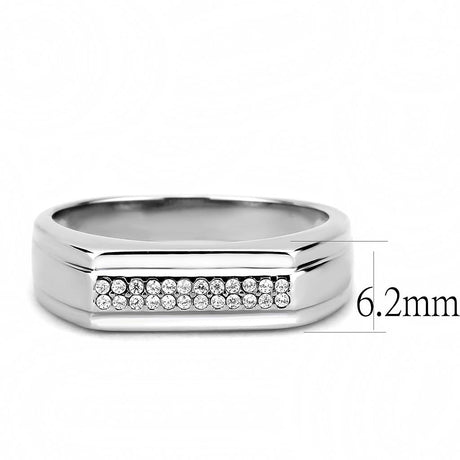 High polished (no plating) Stainless Steel Ring with AAA Grade CZ  in Clear