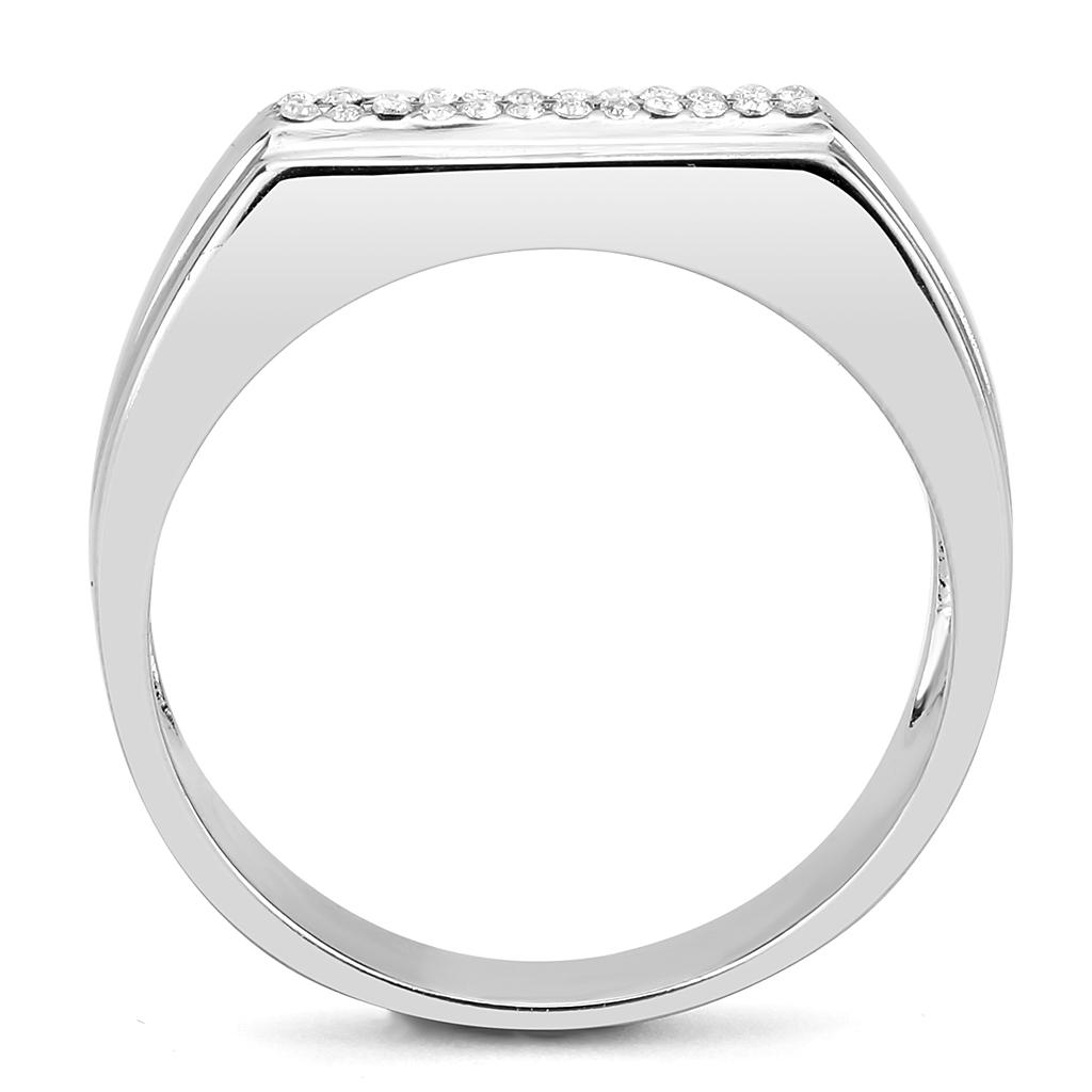 High polished (no plating) Stainless Steel Ring with AAA Grade CZ  in Clear