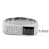 High polished (no plating) Stainless Steel Ring with AAA Grade CZ  in Black Diamond