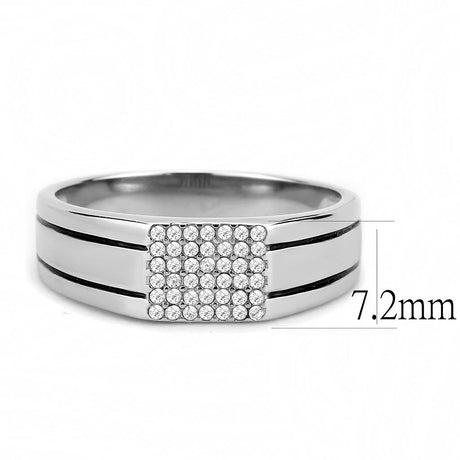 High polished (no plating) Stainless Steel Ring with AAA Grade CZ  in Clear