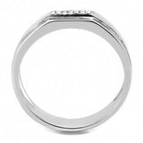 High polished (no plating) Stainless Steel Ring with AAA Grade CZ  in Clear