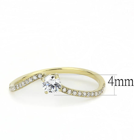 IP Gold(Ion Plating) Stainless Steel Ring with AAA Grade CZ  in Clear