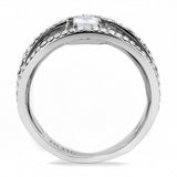 High polished (no plating) Stainless Steel Ring with AAA Grade CZ  in Clear