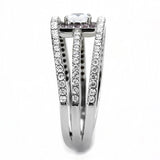 High polished (no plating) Stainless Steel Ring with AAA Grade CZ  in Clear