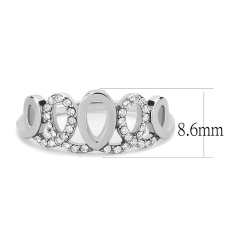 High polished (no plating) Stainless Steel Ring with AAA Grade CZ  in Clear
