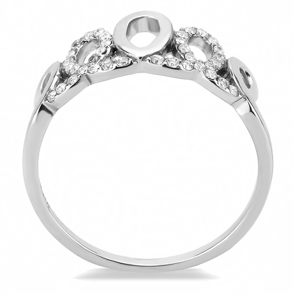 High polished (no plating) Stainless Steel Ring with AAA Grade CZ  in Clear