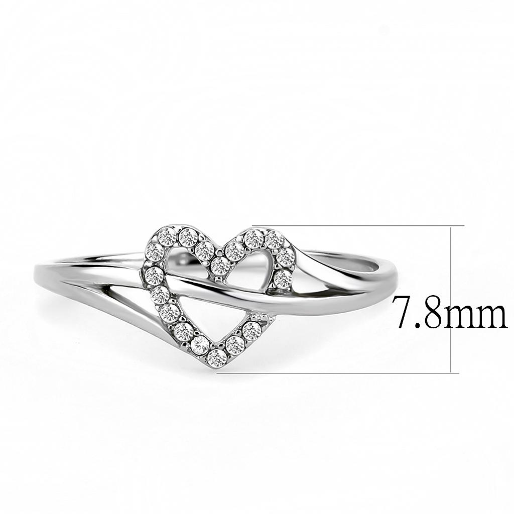 High polished (no plating) Stainless Steel Ring with AAA Grade CZ  in Clear