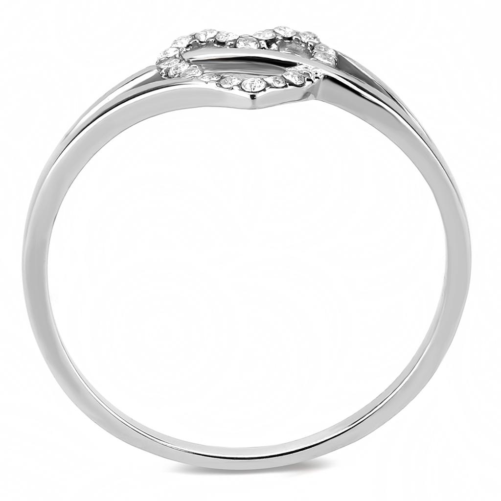 High polished (no plating) Stainless Steel Ring with AAA Grade CZ  in Clear