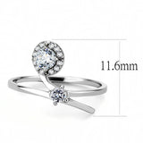 High polished (no plating) Stainless Steel Ring with AAA Grade CZ  in Clear