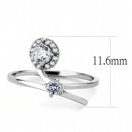 High polished (no plating) Stainless Steel Ring with AAA Grade CZ  in Clear