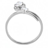 High polished (no plating) Stainless Steel Ring with AAA Grade CZ  in Clear