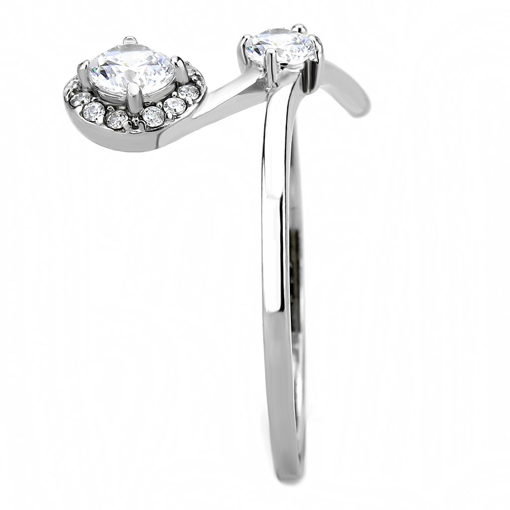 High polished (no plating) Stainless Steel Ring with AAA Grade CZ  in Clear