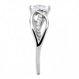 High polished (no plating) Stainless Steel Ring with AAA Grade CZ  in Clear