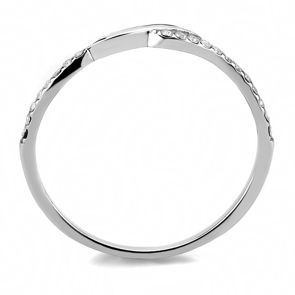 High polished (no plating) Stainless Steel Ring with AAA Grade CZ  in Clear