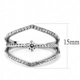 High polished (no plating) Stainless Steel Ring with AAA Grade CZ  in Clear