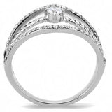 High polished (no plating) Stainless Steel Ring with AAA Grade CZ  in Clear