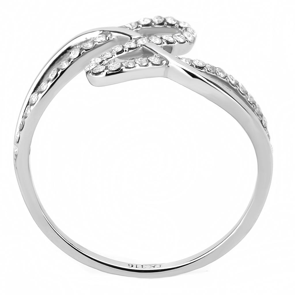 High polished (no plating) Stainless Steel Ring with AAA Grade CZ  in Clear