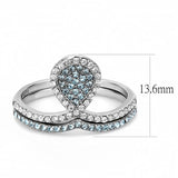 High polished (no plating) Stainless Steel Ring with AAA Grade CZ  in Sea Blue