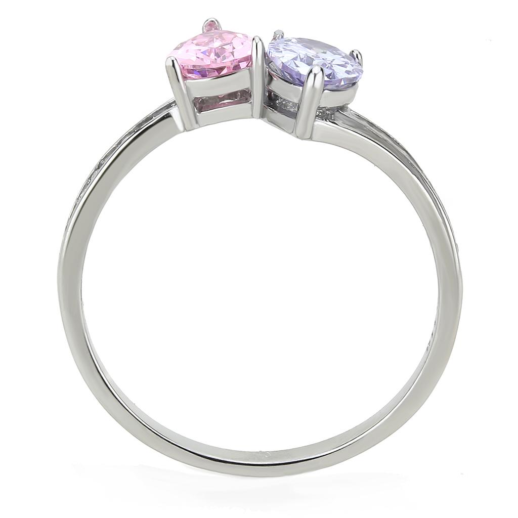 High polished (no plating) Stainless Steel Ring with AAA Grade CZ  in Multi Color