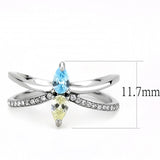 High polished (no plating) Stainless Steel Ring with AAA Grade CZ  in Multi Color