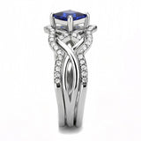 High polished (no plating) Stainless Steel Ring with Synthetic Spinel in London Blue