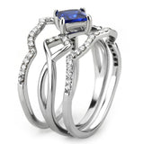 High polished (no plating) Stainless Steel Ring with Synthetic Spinel in London Blue