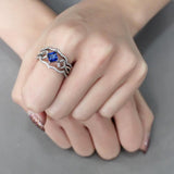 High polished (no plating) Stainless Steel Ring with Synthetic Spinel in London Blue