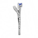 High polished (no plating) Stainless Steel Ring with Synthetic Spinel in London Blue