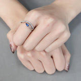 High polished (no plating) Stainless Steel Ring with Synthetic Spinel in London Blue
