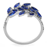 High polished (no plating) Stainless Steel Ring with Synthetic Spinel in London Blue