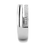 High polished (no plating) Stainless Steel Ring with AAA Grade CZ  in Clear