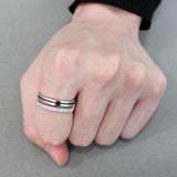 High polished (no plating) Stainless Steel Ring with AAA Grade CZ  in Clear
