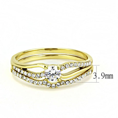 IP Gold(Ion Plating) Stainless Steel Ring with AAA Grade CZ  in Clear