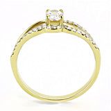 IP Gold(Ion Plating) Stainless Steel Ring with AAA Grade CZ  in Clear