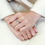 Two-Tone IP Gold (Ion Plating) Stainless Steel Ring with AAA Grade CZ  in Clear