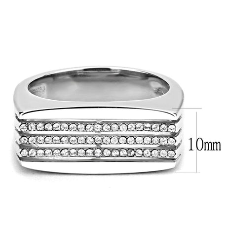 High polished (no plating) Stainless Steel Ring with AAA Grade CZ  in Clear