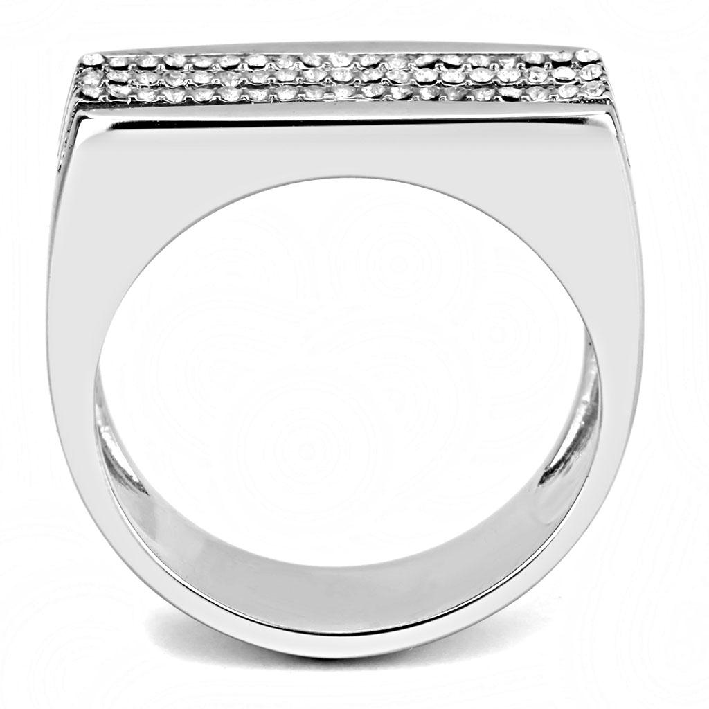 High polished (no plating) Stainless Steel Ring with AAA Grade CZ  in Clear