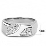 High polished (no plating) Stainless Steel Ring with AAA Grade CZ  in Clear