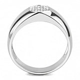 High polished (no plating) Stainless Steel Ring with AAA Grade CZ  in Clear