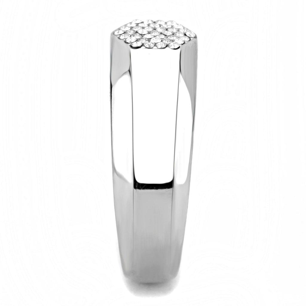High polished (no plating) Stainless Steel Ring with AAA Grade CZ  in Clear