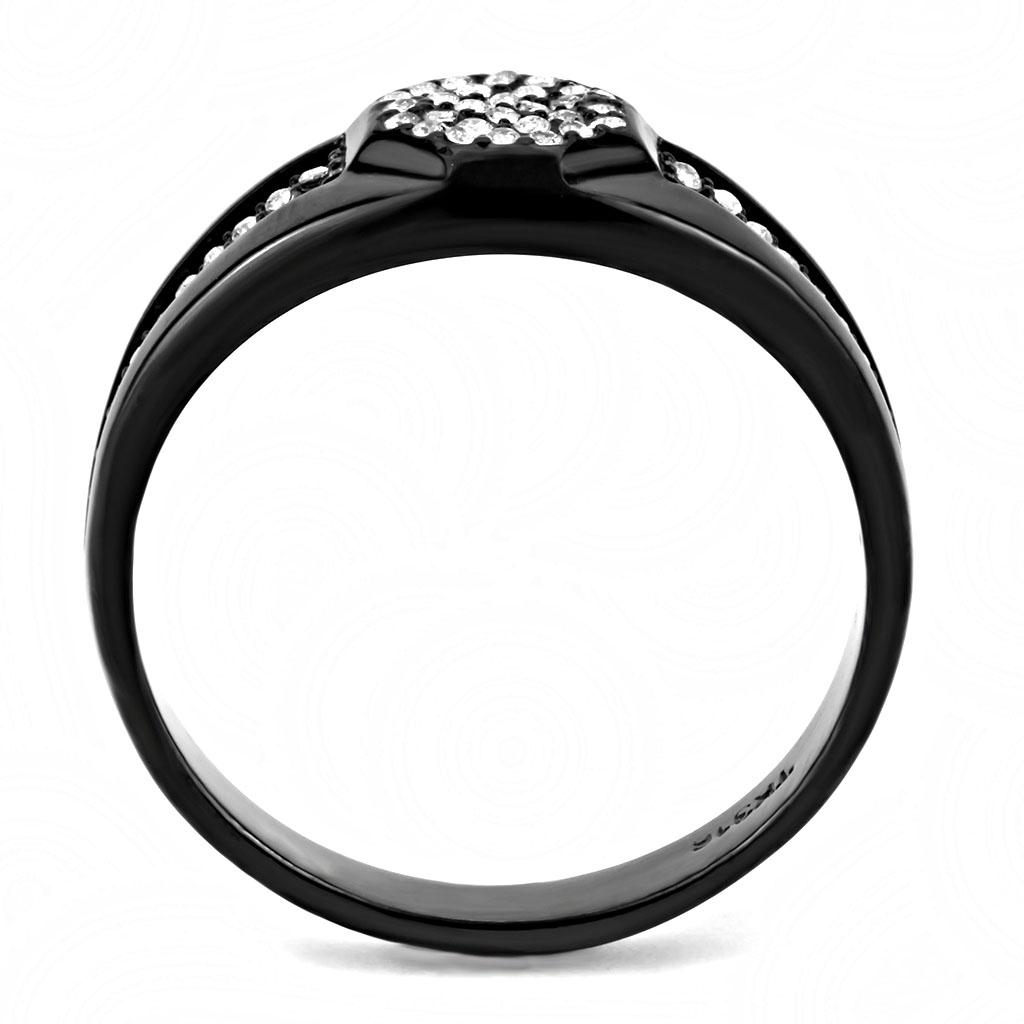 IP Black(Ion Plating) Stainless Steel Ring with AAA Grade CZ  in Clear