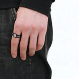 IP Black(Ion Plating) Stainless Steel Ring with AAA Grade CZ  in Clear