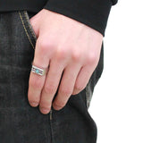 High polished (no plating) Stainless Steel Ring with Top Grade Crystal  in Sea Blue