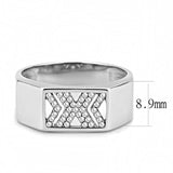 High polished (no plating) Stainless Steel Ring with AAA Grade CZ  in Clear