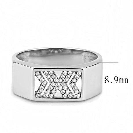 High polished (no plating) Stainless Steel Ring with AAA Grade CZ  in Clear