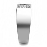 High polished (no plating) Stainless Steel Ring with AAA Grade CZ  in Clear